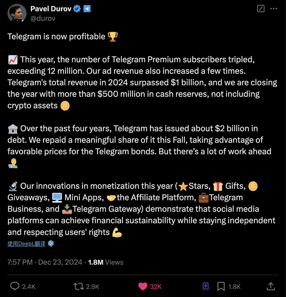 亿用户背后的秘密：Telegram 如何做到隐私与盈利两不误？