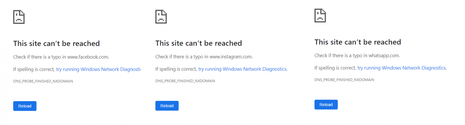 Facebook、WhatsApp和Instagram无法访问