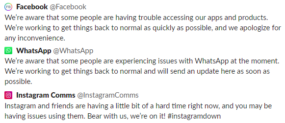 Facebook、WhatsApp和Instagram无法访问