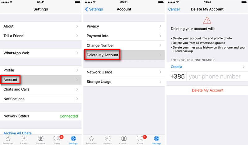 如何在iPhone上删除WhatsApp帐户